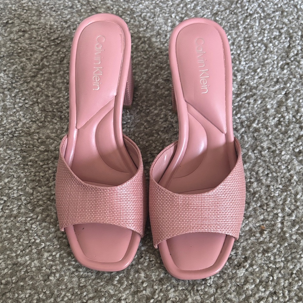 Calvin Klein Blush Pink Heeled Mules Size 6